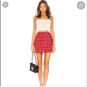 Farah Wrap Skirt in Red Plaid